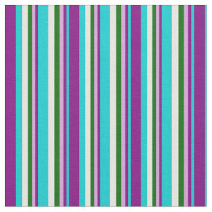Tissu Turquoise foncé, pourpre, prune, vert foncé & blan