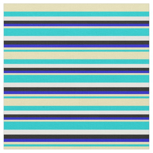Tissu Turquoise foncé, Tan, Bleu, Noir & Blanc (Fermer)