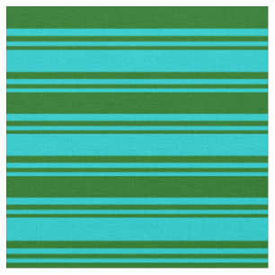 Tissu Turquoise foncée et Motif de couleur vert foncé