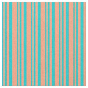 Tissu Turquoise foncée et rayures Saumons claires