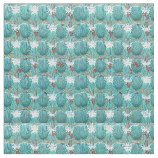 Tissu turquoise géométrique Art Déco Sea Shell 1950