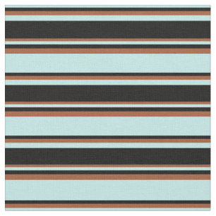 Tissu Turquoise, Noir et Sienne Motif de Stripes
