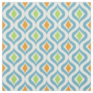 Tissu Turquoise Orange Green Retro Chic Ikat abandonne l