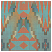 Tissu Turquoise orange vert Turquoise Brown aspect ethni (Fermer)