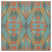 Tissu Turquoise orange vert Turquoise Brown aspect ethni (Échantillon)
