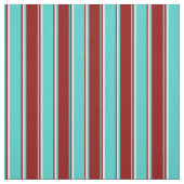 Tissu Turquoise, Rouge foncé et Blancs (Échantillon)
