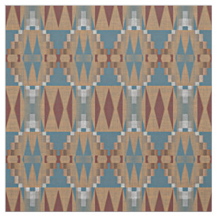 Tissu Turquoise rouge foncé Tan Brown de mosaïque ethniq