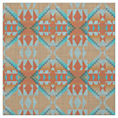 Tissu Turquoise Turquoise Bleu Vert Orange (Échantillon)