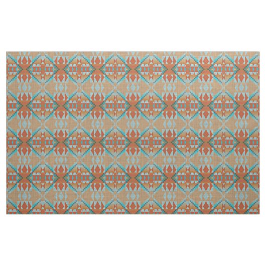 Tissu Turquoise Turquoise Bleu Vert Orange (Fat Quarter)