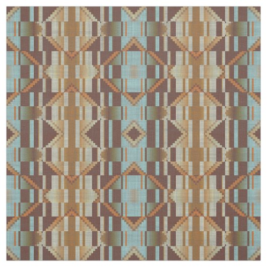 Tissu Turquoise Turquoise Bleu Vert Orange Brown (Échantillon)