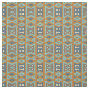 Tissu Turquoise Turquoise Orange Brown Eclectique Ethniq