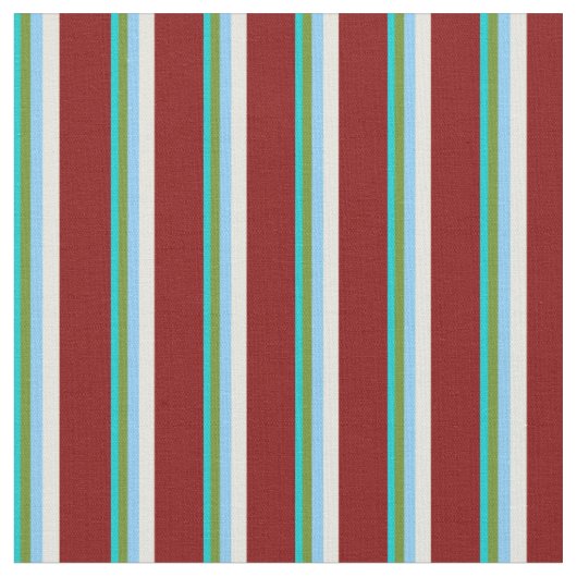 Tissu Turquoise, Vert, Ciel clair, Beige & Maroon (Fermer)