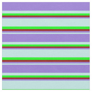 Tissu Turquoise, violet, rouge foncé et rayures de citro