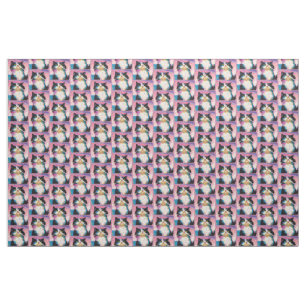 Tissu Tuxedo Chat coloré