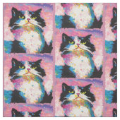 Tissu Tuxedo Chat coloré (Échantillon)