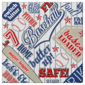 Tissu Typographie de baseball Rouge Blanc Bleu Bleu Trap (Échantillon)
