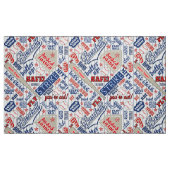 Tissu Typographie de baseball Rouge Blanc Bleu Bleu Trap (Fat Quarter)