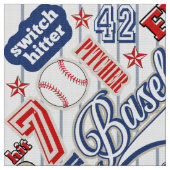 Tissu Typographie de baseball Rouge Blanc Bleu Bleu Trap (Fermer)