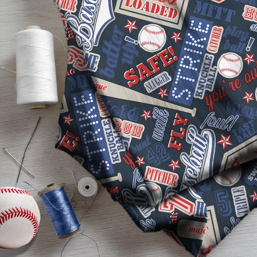 Tissu Typographie de baseball Rouge Blanc Bleu ID770
