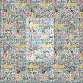 Tissu typographie zone out perle (Carreau)