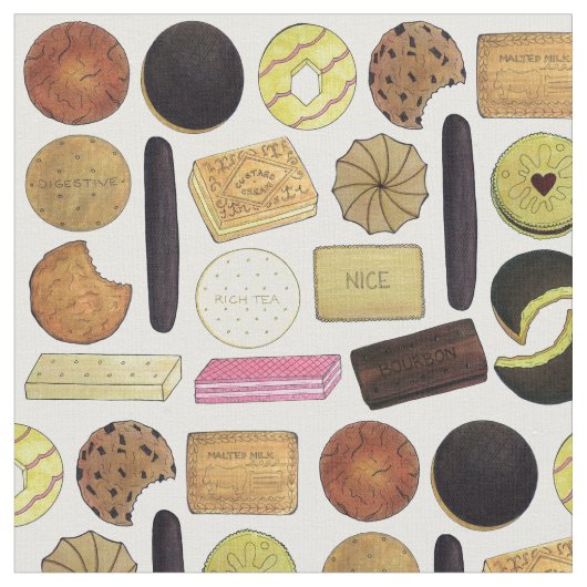 Tissu UK British Biscuits Shortbread Rich Tea Digestives (Fermer)