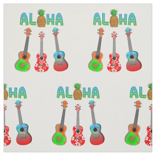 Tissu Ukulele Aloha Hawaii (Échantillon)