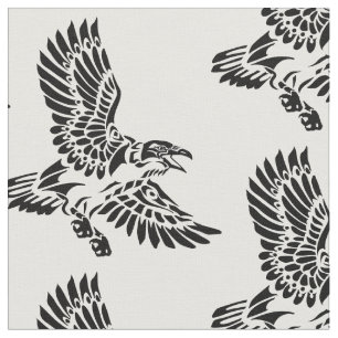 Tissu Un corbeau en vol. Totem des Indiens d'Amérique