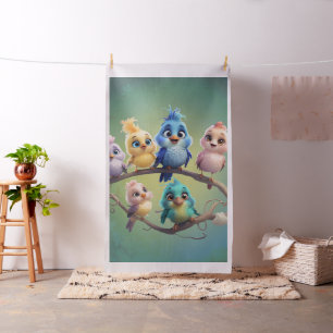 Tissu Un joli défilé d'oiseaux de caricature aux couleur