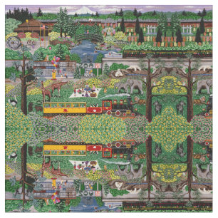 Tissu Un jour au zoo