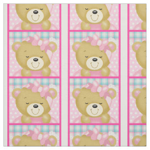 Tissu Un mignon ours vêtu de rose