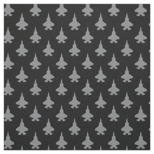 Tissu Un Motif de chasse gris F-35 Lightning 2 sur noir