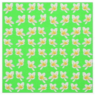 Tissu "Une danse de Frangipanis jaune sur vert"