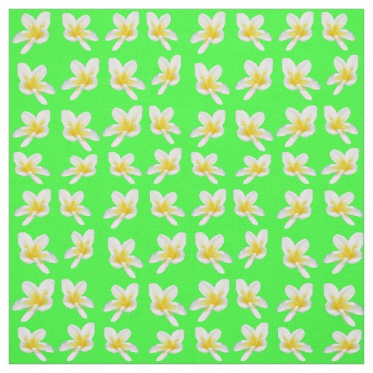 Tissu "Une danse de Frangipanis jaune sur vert" (Échantillon)