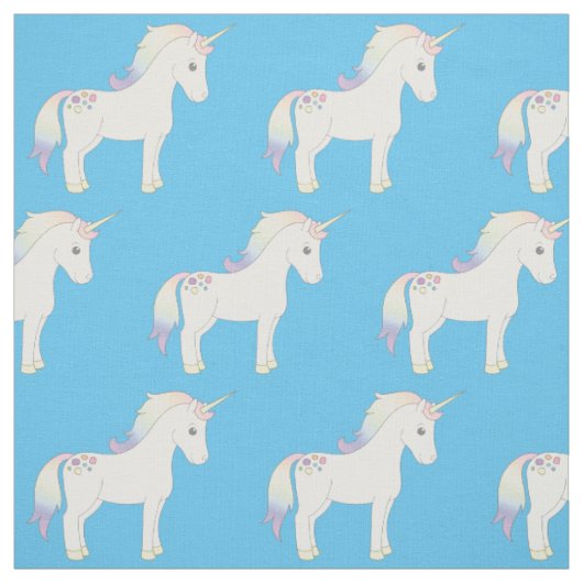Tissu Unicorn Pastel Rainbow Blue (Échantillon)