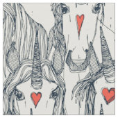 Tissu unicorne amour indigo persimmon perle (Fermer)