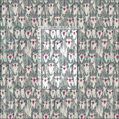 Tissu unicorne amour indigo rose perle (Carreau)