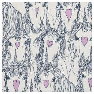Tissu unicorne amour marine orchidée blanche