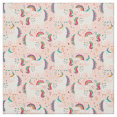 Tissu Unicorne blanche avec arc-en-ciel sur rose  (Échantillon)