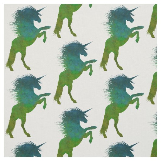 Tissu Unicorne bleue et verte (Échantillon)
