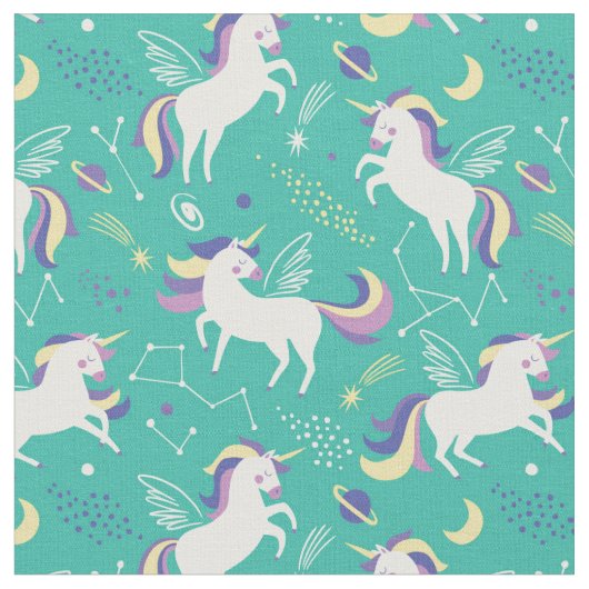 Tissu Unicorne colorée mignonne (Fermer)