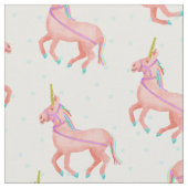 Tissu Unicorne rose mignonne et Motif d'étoiles (Fermer)