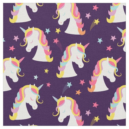 Tissu Unicornes et étoiles (Fermer)