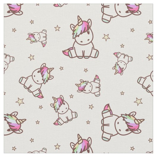 Tissu Unicornes et étoiles (Fermer)