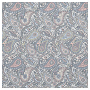 Tissu Unique Pastel Blue Violet Rose Vintage Floral