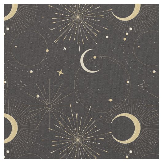 Tissu univers mystique soleil lune (Fermer)