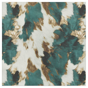 Tissu Vache blanche de l'Ouest Emerald Gold