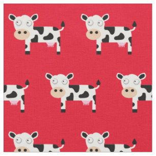 Tissu Vache Moo Mignonne Enfant Bébé Nursery Ferme Rouge