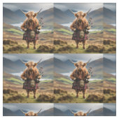 Tissu Vache Terrestre Drôle Avec Bagpipes, (Échantillon)