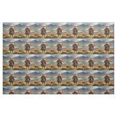 Tissu Vache Terrestre Drôle Avec Bagpipes, (Fat Quarter)