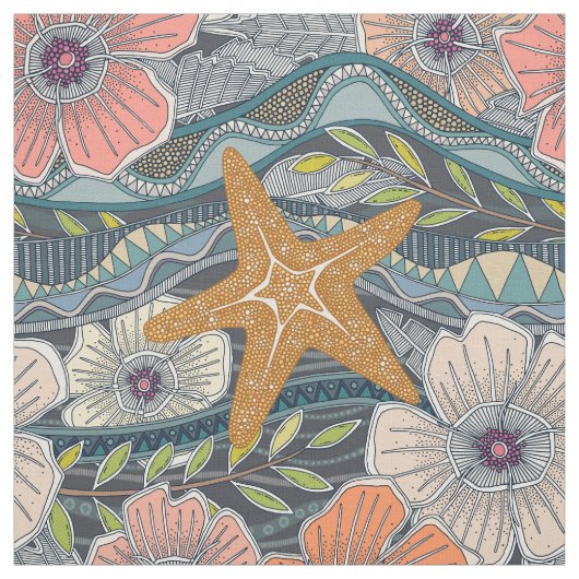 Tissu vagues tropicales fer (Échantillon)